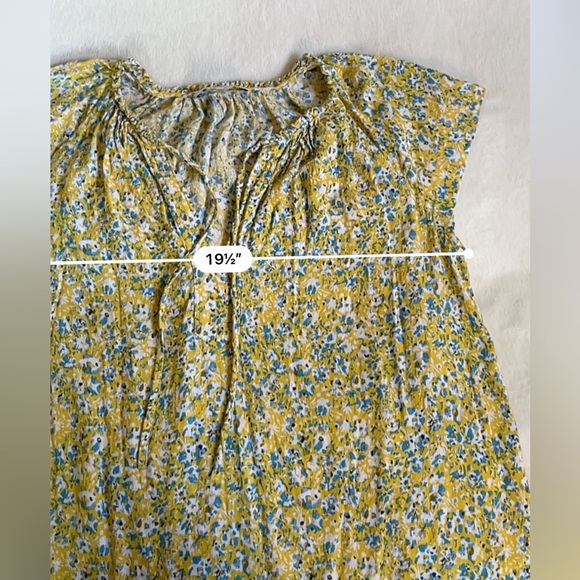 Gerard Darel Paris Floral Peasant Blouse Yellow Blue Print Size 10 - Picture 7 of 16